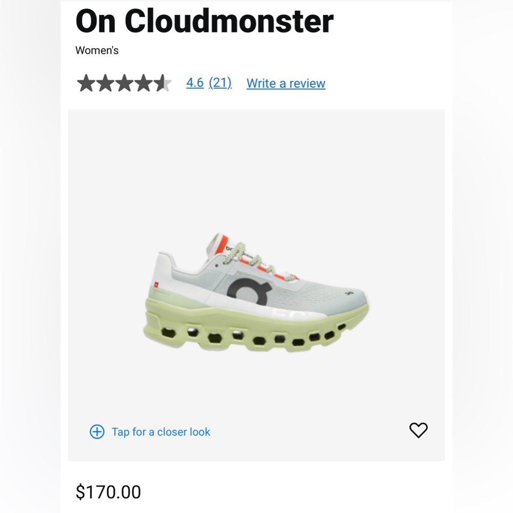 New ON WOMEN'S CLOUDMONSTER Glacier Meadow Gray Green Running Shoesz SOLD OUT!!